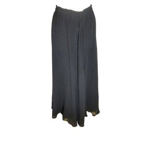 Women's Black Maxi Skirt, Medium, Full Skirt, Elastic Waist, Sheer Overlay, GUC